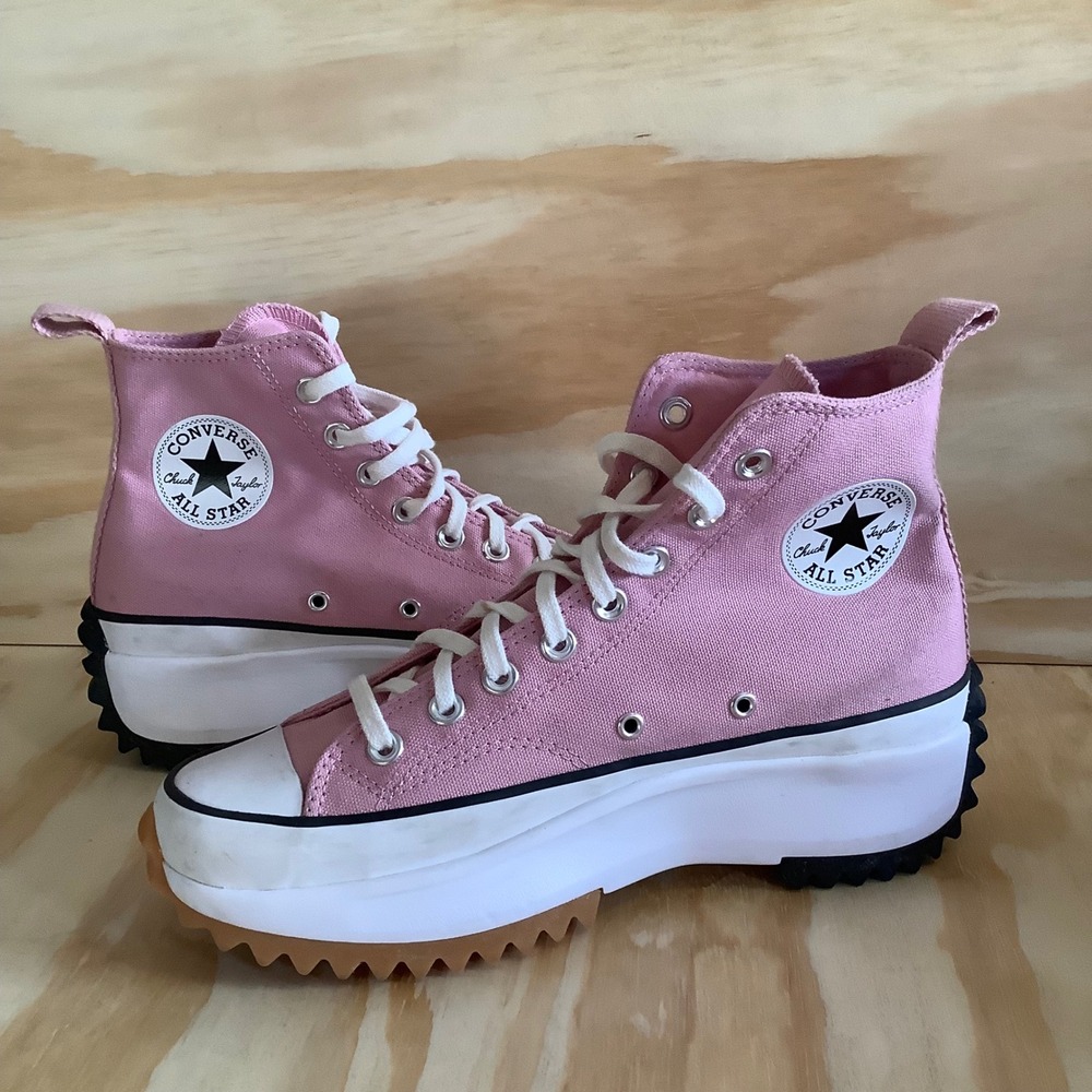 Converse Run Star Hike High Top Pink Platform Sneakers 168892C Womens 9